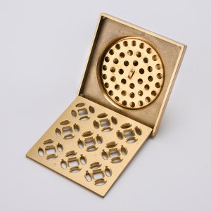 Washing room brass floor shower drain grate sealing